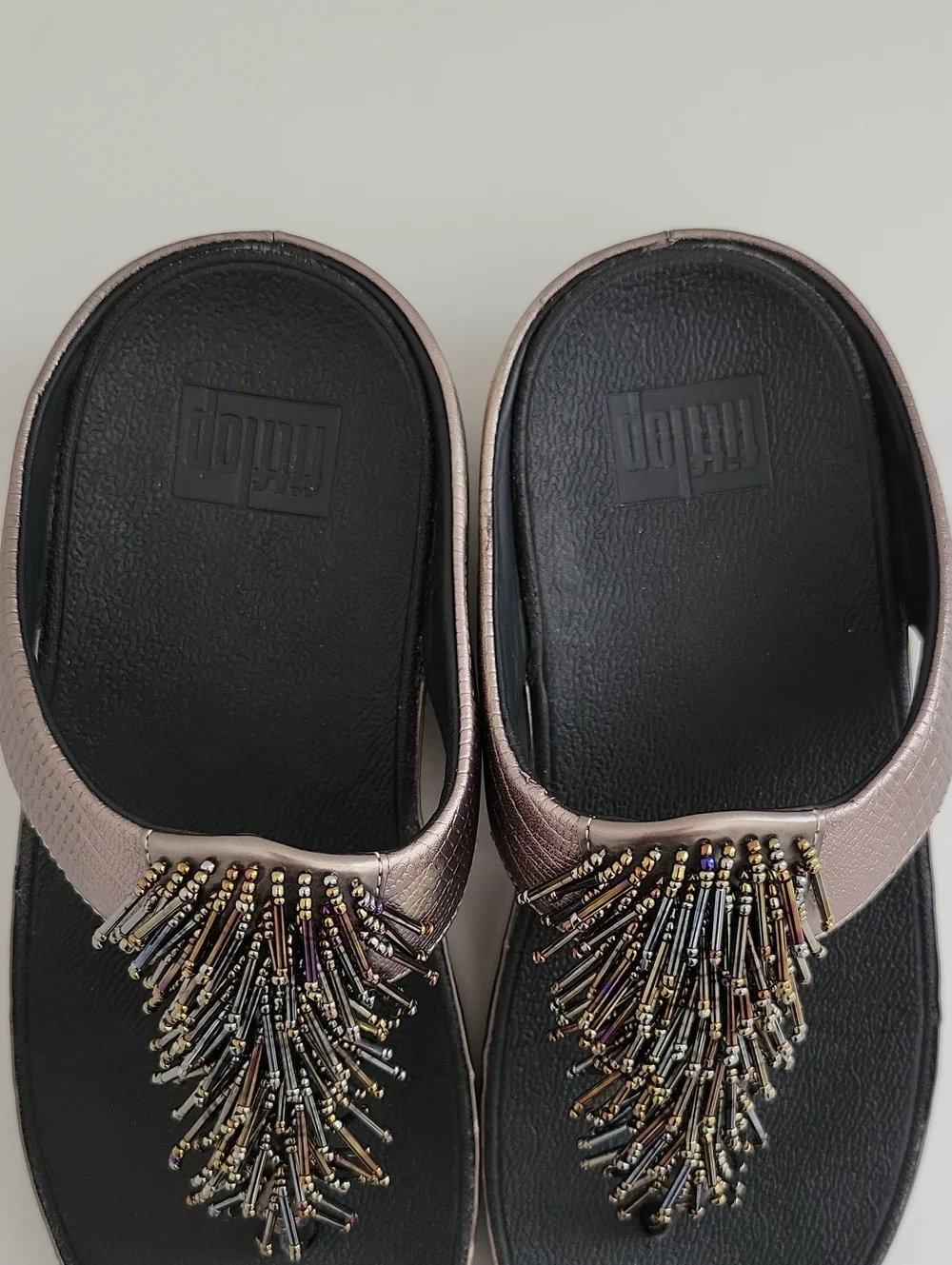 Fitflop Metallic Rose Gold Straps With Beaded Fringe Sandals - Picture 10 of 13